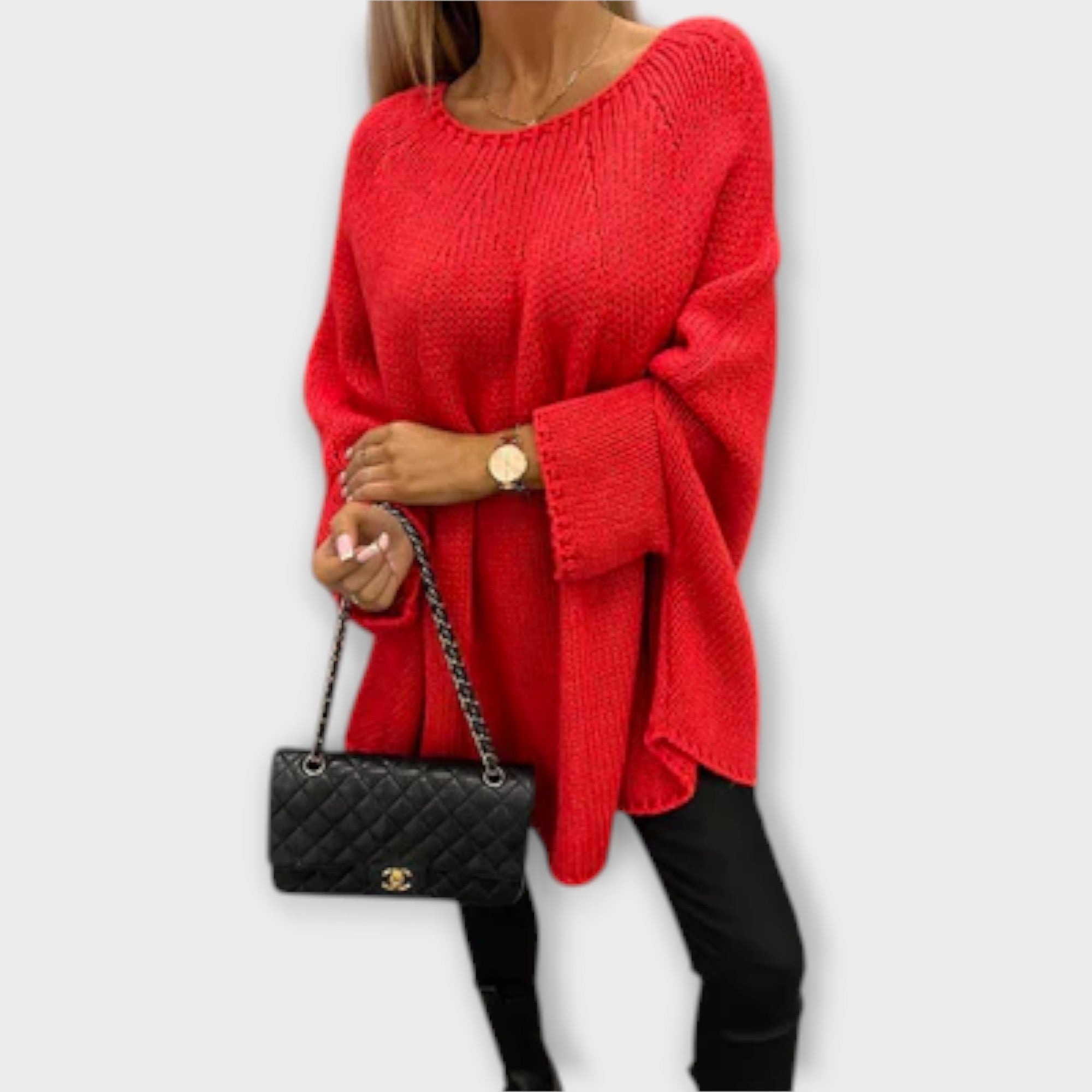 Izabelė - Elegantiškas moteriškas megztinis su apvalia iškirpte